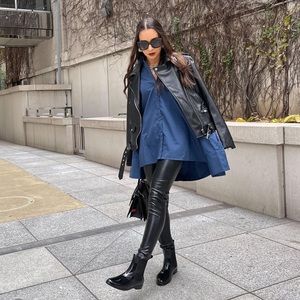 Oversized navy blue button up shirt